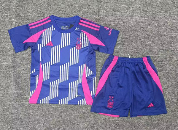 Kids-Nottingham Forest 24/25 Away Navy Blue/Pink Jersey